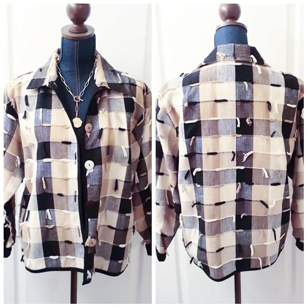 New Directions Plaid Thready Artsy Jacket